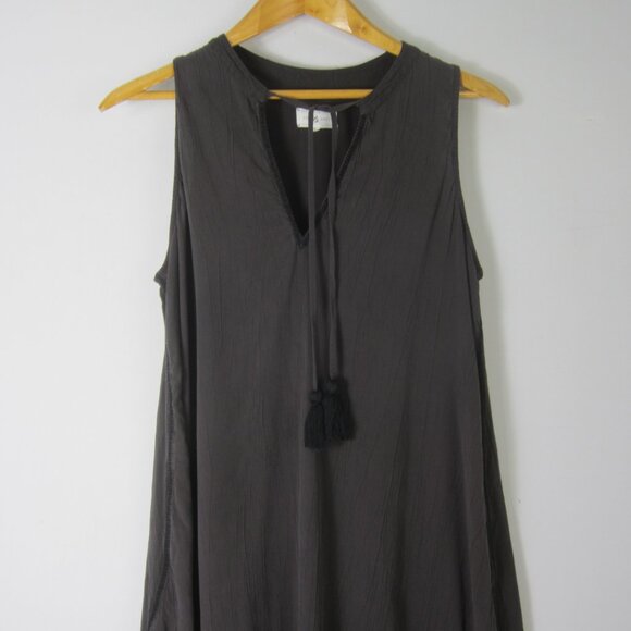 Lou and Grey  Womens S Tunic Shift Dress Sleeveless Tassels Gray Embroidered - Picture 9 of 11
